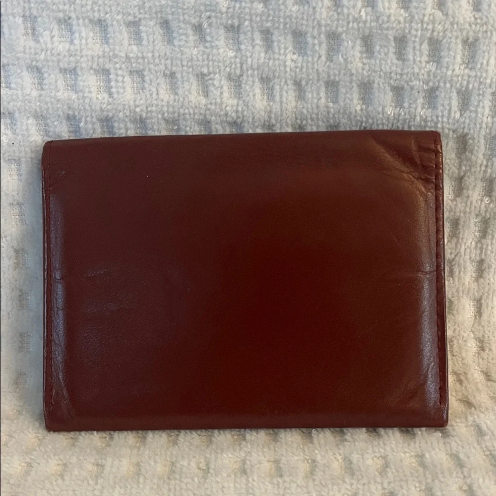 Cartier Burgundy Leather Card Holder with Gold Corner